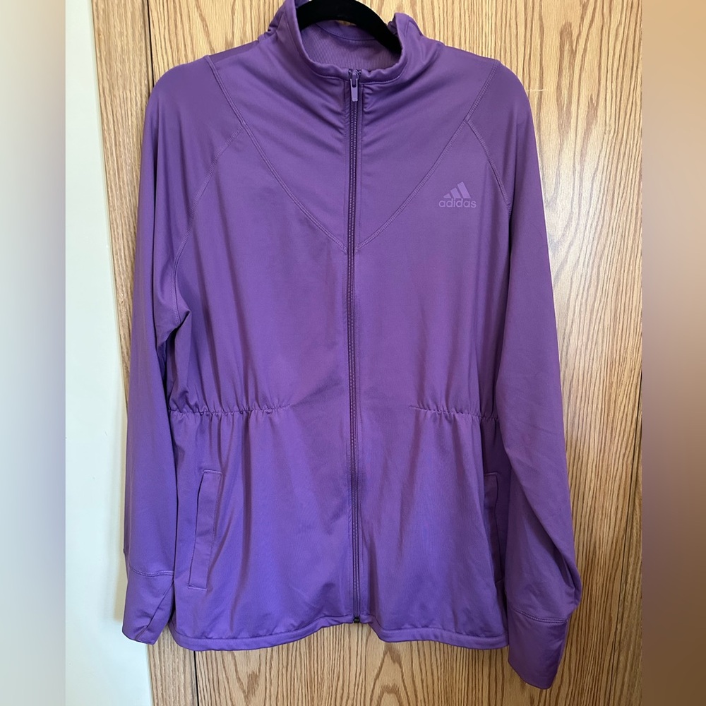 Adidas Purple Athletic Jacket with Full-Length Zipper